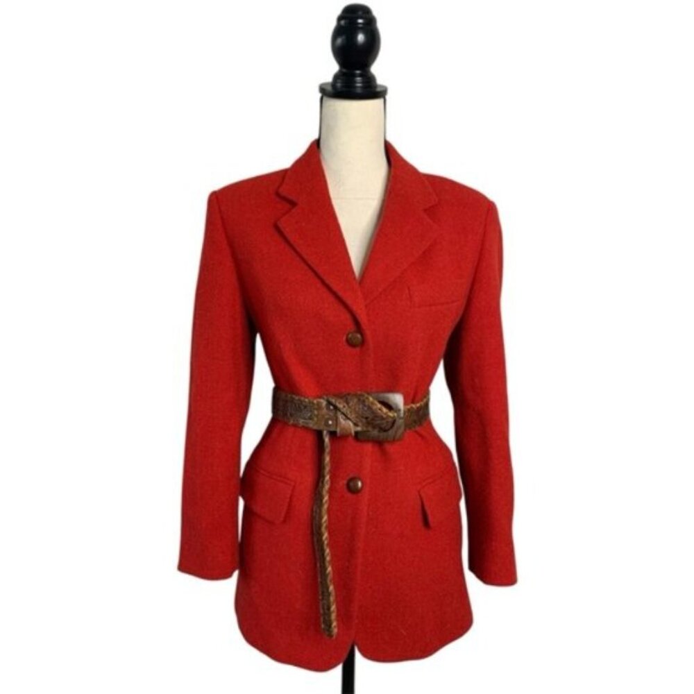 Valentini Red Wool Vintage Single Breasted Blazer - Picture 2 of 15
